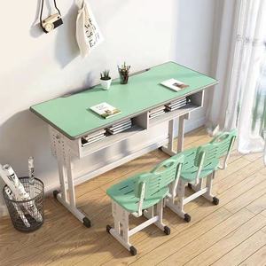 Escritorio y sillas dobles personalizables de diseño moderno para estudiantes, mesa de aula de escuela primaria con material metálico a la venta - Product Image 5