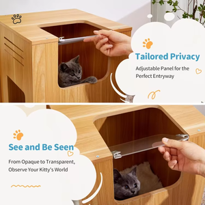 Produttore su misura grande carino moderno appartamento per gatti cubo Cave Cave nascondiglio in legno letto interno per animali domestici con gratta e vinci - Product Image 4