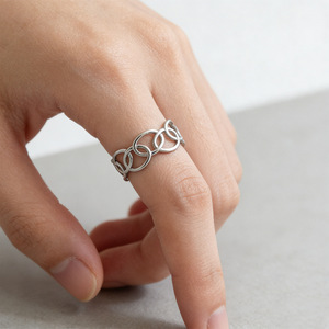 High-quality Hollowed Out Exquisite Niche Design Stainless Steel <b>Ring</b> Simple Style Unisex's Geometric <b>Rings</b> Fashion Jewelry - Product Image 1