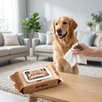 Lingettes pour animaux de compagnie écologiques OEM ODM sans alcool, épaisses, pour nettoyer les pattes, le visage et le corps des chiens et des chats, pour le toilettage quotidien