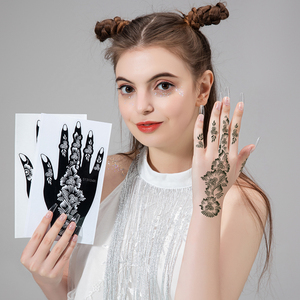 Pochoirs de tatouage temporaire personnalisés, noirs, imperméables, classiques, pour homme et femme, beauté, bricolage, <span class=keywords><strong>à</strong></span> une main, <span class=keywords><strong>henné</strong></span> indien, mehndi - Product Image 1