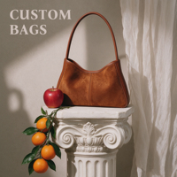 Sac Hobo en Cuir PU Effet Daim Marron Cognac avec Bordure en Cuir Lisse, Sac à Main de Luxe pour Femme, Idéal pour le Bureau et les Trajets Quotidien, Personnalisable OEM