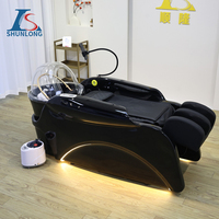 Version élargie Tête de spa électrique Circulation de l'eau Shampooing Lit Lavage des cheveux Lit de massage pour salon de coiffure