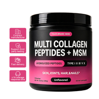 Poudre de protéines de collagène multi-sources, peptides de collagène hydrolysés, MSM, GC, acide hyaluronique, vitamine C, soutien pour les articulations, les cheveux, la peau et les ongles