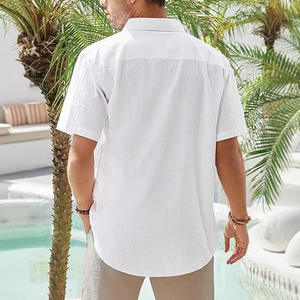 Chemise boutonnée à manches courtes en maille respirante anti-boulochage avec logo personnalisé pour <span class=keywords><strong>homme</strong></span>, idéale pour la publicité culturelle élégante, imprimée unie - Product Image 2