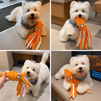 Jouets en peluche pour chien Squeaky Squid sans rembourrage, jouet interactif à mâcher pour chiot avec papier froissé