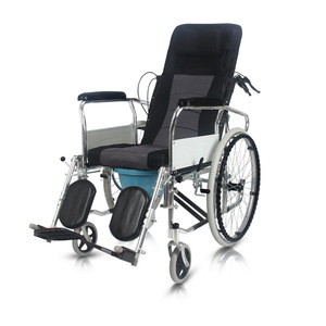 Kaizhi Manual Wheelchair With Commode Seat Solid Tire Fully <b>Reclining</b> For Elderly And Disabled - Product Image 1