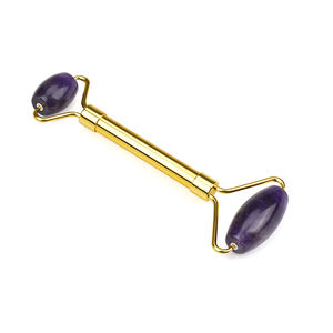 2020 Factory Price Massager Gua Sha Set Skin Gold Plated Pladtich Handle Facial Care Natual <span class=keywords><strong>Rose</strong></span> Quartz Jade Roller For Face - Product Image 5