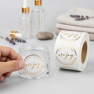 Etiqueta redonda personalizada, lámina personalizada UV impermeable, botella transparente privada, rollo de impresión, pegatina transparente - Product Image 1