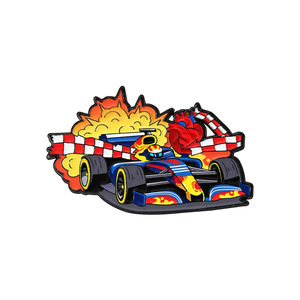 Broche en émail de voiture de course de formule 1 de dessin animé avec <span class=keywords><strong>drapeau</strong></span> à damier, badge de collection pour la décoration d'un tenue sportive et comme cadeau - Product Image 2