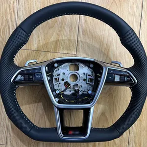 Volant chauffant en cuir pour <span class=keywords><strong>Audi</strong></span> A6 A7 <span class=keywords><strong>C8</strong></span> 2019-2025, version améliorée S6 S7 <span class=keywords><strong>RS</strong></span> <span class=keywords><strong>6</strong></span> <span class=keywords><strong>RS</strong></span> 7, sport à fond plat - Product Image 2