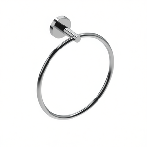 Porte-serviettes mural chromé de 21 cm de diamètre, accessoire de salle de bain - Product Image 3