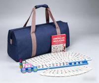 Coffret Cadeau Mahjong Américain 166 Tuiles avec Sac en Toile Élégant, Supports, Jetons, Dés, Carte de Score, Sac de Transport Mahjong en Toile, Coffret Cadeau Mahjong