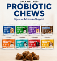 Friandises probiotiques naturelles pour chiens et chats : soutien quotidien de la santé intestinale, de la fonction immunitaire, de la digestion et du bien-être général