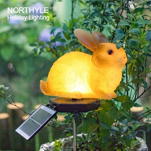 Solar conejo escultura luz LED jardín 3D Anime lámparas al aire libre Pascua decoración bonita decoración de vacaciones - Product Image 1