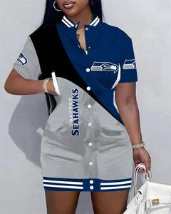 Veste de baseball à manches courtes imprimée King Mcgreen Star Fashion, mini robe de baseball de <span class=keywords><strong>rugby</strong></span> pour femmes - Product Image 4