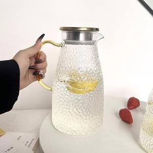 เหยือกน้ำแก้วทรงไอซ์เบิร์ก 2000 มล. ลายตอกแบบดั้งเดิม ภาชนะใส่เครื่องดื่มในครัวเรือน สไตล์จีนเรียบง่าย - Product Image 4