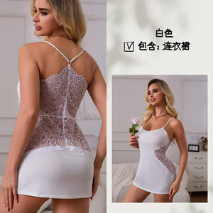 白黒のサテンナイトドレス、スクエアネック、ノースリーブ、ミニ丈、レース付き、女性用刺繍サテンナイトドレス - Product Image 6