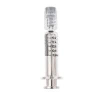 Seringue en verre épais de 1 ml pour distillat d'huile, avec piston en métal doré, emballage de concentré de 1 ml