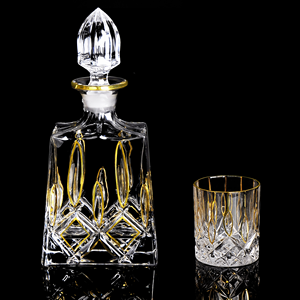 Vasos de Whisky Estilo Antiguo <span class=keywords><strong>con</strong></span> Borde Dorado Hecho a Mano, Juego de Decantador de Whisky y Vino de Lujo, Juego de 7 - Product Image 5