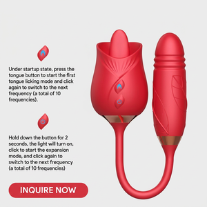 10 Anni di Servizio OEM ODM, 3 Colori Personalizzabili, <span class=keywords><strong>Vibratore</strong></span> Professionale FBA Prep 500mAh Retrattile in Silicone a Forma di Rosa - Product Image 2