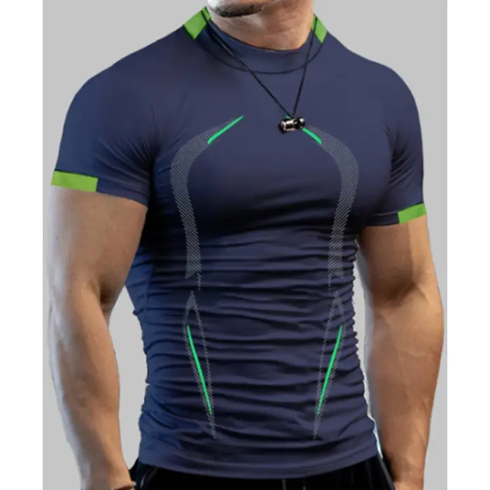 Camiseta deportiva de secado rápido para hombre de verano, camiseta de entrenamiento con estampado gráfico para correr, camisetas de Fitness, camisetas universitarias de gran tamaño