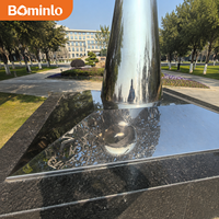Sculpture sphérique en acier inoxydable poli miroir, lettres abstraites, disque, grande œuvre d'art métallique moderne pour parc public, place publique