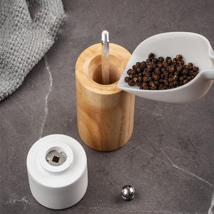 Molino de pimienta y sal de madera de goma Natural, Abrader Manual rellenable, ajustable, molinillo de pimienta Manual - Product Image 2