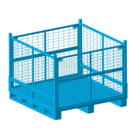 Conteneur en treillis métallique galvanisé industriel pliable et empilable en acier robuste avec roues de 4 pouces pour le stockage en entrepôt