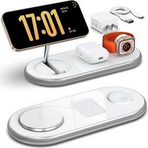 Cargador inalámbrico magnético 3 en 1 Qi de 18W, base de carga rápida para teléfono, reloj y auriculares, estación de carga multifuncional de escritorio. - Product Image 2