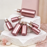 Flacon compte-gouttes en verre dépoli UV mat rose doré à épaule ronde pour huile capillaire essentielle et sérum de soin de la peau, 5ml, 15ml, 100ml, 120ml, 1oz, 2oz