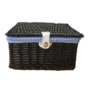Willow <strong>Wicker</strong> Laundry Basket <strong>with</strong> Locking <strong>Lid</strong> and Lining for Clothing for Living Room and Wardrobe - Product Image 3
