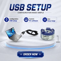 MTR320: Transmisor de Temperatura Programable de 0.1% con Alimentación por Bucle, Montado en Cabeza, para Sensores K, T, R, S, E, N, PT100, Salida 4-20mA, Programación USB