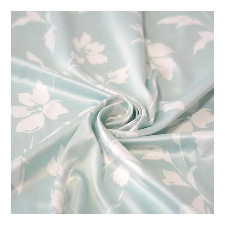 Женские шелковые атласные 100% ткани с цифровой печатью на заказ, полиэфирная атласная Цветочная ткань для одежды