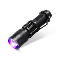 Mini lampe torche UV à piles AA 14500, lumière noire 395 nm, LED zoomable 365 nm, pour la détection