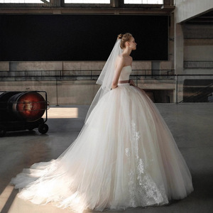 Vestido de Novia Francés sin Tirantes, Estilo Princesa, Largo hasta el Suelo, con Cristales y Cola Pequeña, Diseño Elegante, Venta Directa de Fábrica - Product Image 4
