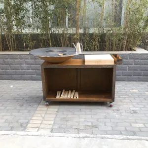 High-quality Corten Steel BBQ With Metal Grill For Home Company Party