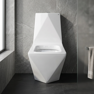 Inodoro de WC de una pieza de cerámica blanca-Drenaje de trampa P desodorizante modelo diamante para baños de hotel Calidad de exportación - Product Image 1