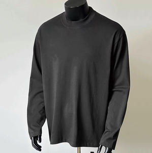 חולצת כותנה בגודל מלא שרוול מלא עיצוב מותאם אישית הצוואר הצוות שרוול ארוך ריק גברים מזדמנים מודפס סרוג - Product Image 3