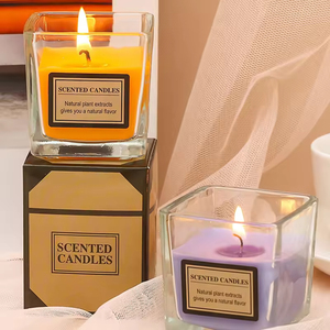 Bedroom Romantic Deodorization Hotel SPA Candlelight Dinner Windproof Smokeless KTV Aromatherapy <b>Candle</b> Glass square Cup <b>Candle</b> - Product Image 3