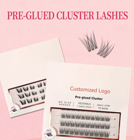 Bulu Mata Palsu Setengah Lembaran PBT Fiber Nyaman, Sudah Dilengkapi Lem, Perekat Sendiri, Model C D Curl dengan Logo Kustom