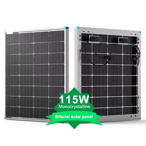 Panel surya 12 Volt 115 Watt Bifacial pengisi daya modul PV efisiensi tinggi kaku untuk Panel surya Bifacial atap Laut RV