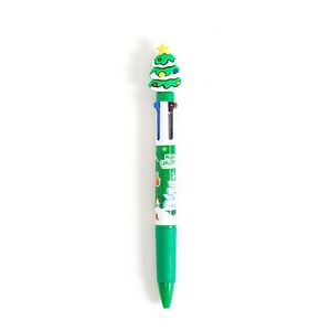 Stylo bille quatre couleurs de Noël, en plastique, à pression, encre multicolore, cadeau promotionnel pour étudiants - Product Image 4