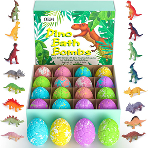 Lot <span class=keywords><strong>de</strong></span> 16 bombes <span class=keywords><strong>de</strong></span> <span class=keywords><strong>bain</strong></span> oeuf dinosaure avec logo personnalisé OEM ensembles naturels biologiques avec jouets amusants <span class=keywords><strong>Dino</strong></span> surprise à l'intérieur pour les enfants - Product Image 1