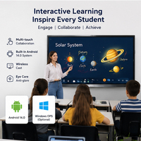 Écran plat interactif 4K, écran tactile 40 points, tableau blanc intelligent avec système d'exploitation Android pour les conférences d'affaires et l'éducation