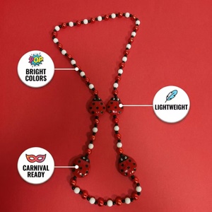 Collana di Perline Artigianale a Tema Insetto Coccinella - Colore <span class=keywords><strong>Rosso</strong></span> e Bianco, Ideale per Carnevale e Feste - Product Image 6