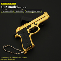 Vente en gros d'usine : Porte-clés pistolet miniature Beretta M92 en alliage métallique, léger et tendance, 7,5 cm, avec balles