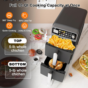 Hot Sale Stainless Steel French Electric 10L Smart Air Fryer Oil-Free Home Cooking Overheat Protection Digital <b>Control</b> Double - Product Image 2