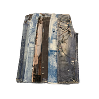 MC BUILD Pantalon en Jean Large Homme Marque de Créateur avec Broderie Écusson, Chaîne Métallique et Imprimé Numérique Y2K
