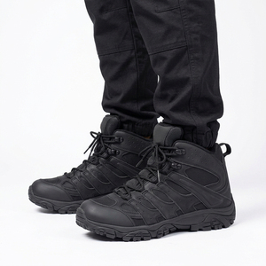 TSB2 Black High Top Mesh <b>Hiking</b> <b>Boots</b> Breathable Outdoor All Seasons Men's Lace Up Tactical Shoes - Product Image 3